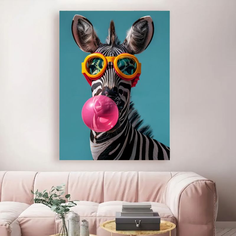 TableauZebrePopArtDecale canape