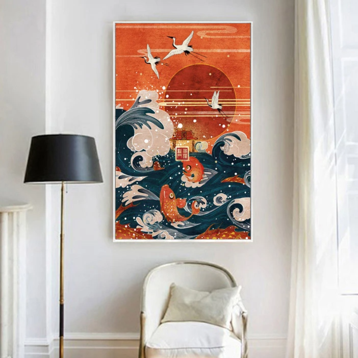 Tableau japonais contemporain cadre