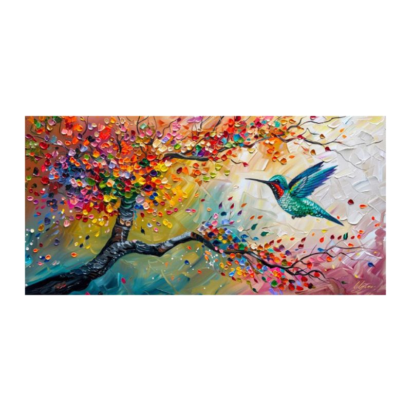 Tableauarbreenfleursetsoncolibri toile