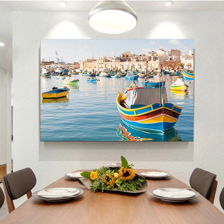Tableau bateaux ile de Malte salle a manger