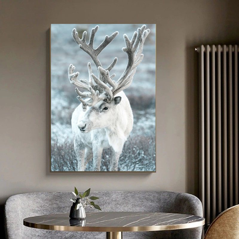 Tableau cerf blanc salon