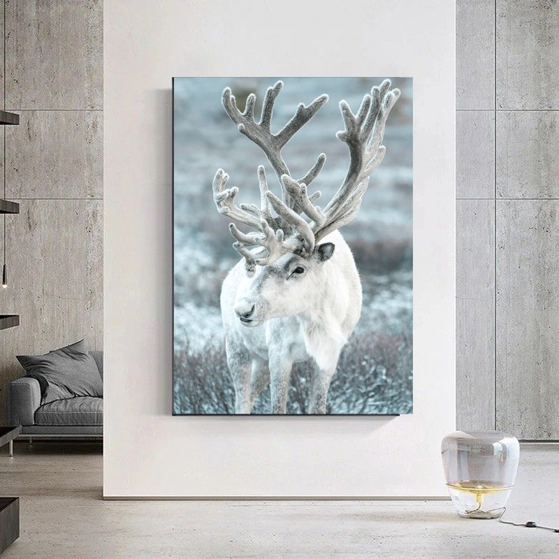 Tableau cerf blanc pose