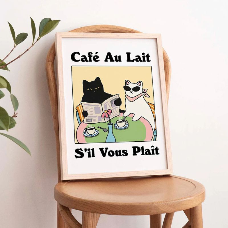 Tableauchatsaucafe chaise