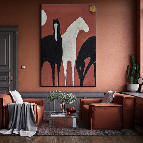 Tableauchevalabstrait salon