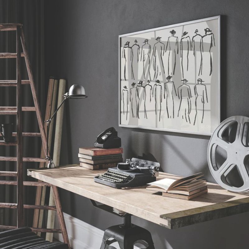 Tableaudessindefoulesilhouette bureau