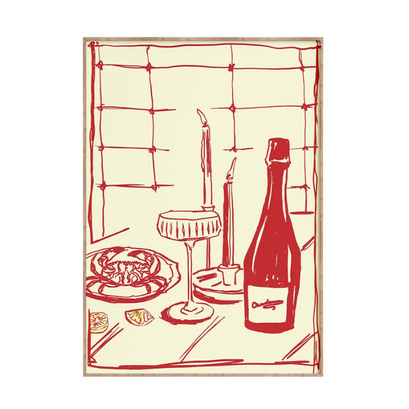 Tableaudinerromantiquerouge toile