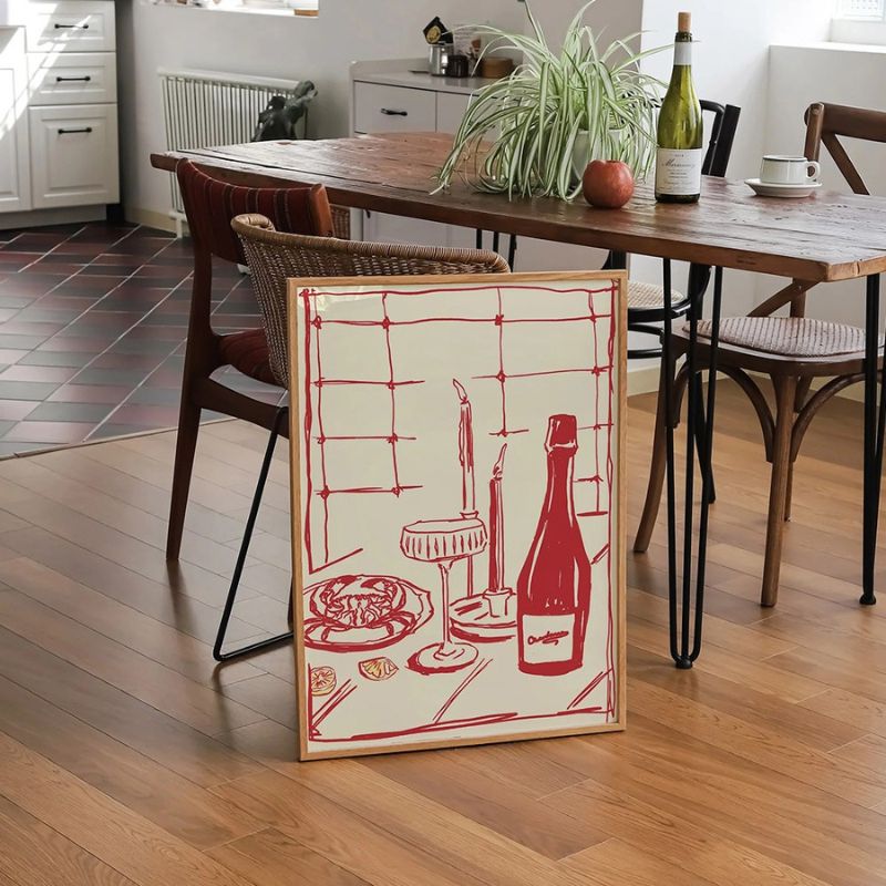 Tableaudinerromantiquerouge table a manger