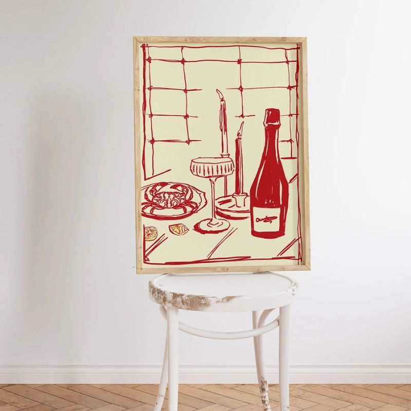 Tableaudinerromantiquerouge tabouret