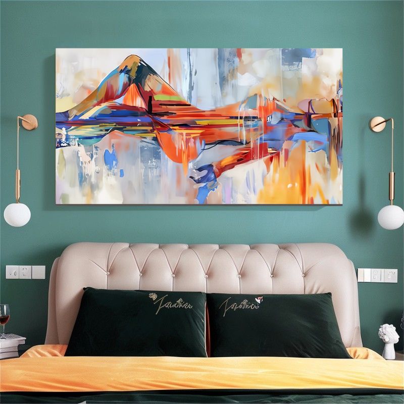 Tableaufemmeallongeeabstrait lit