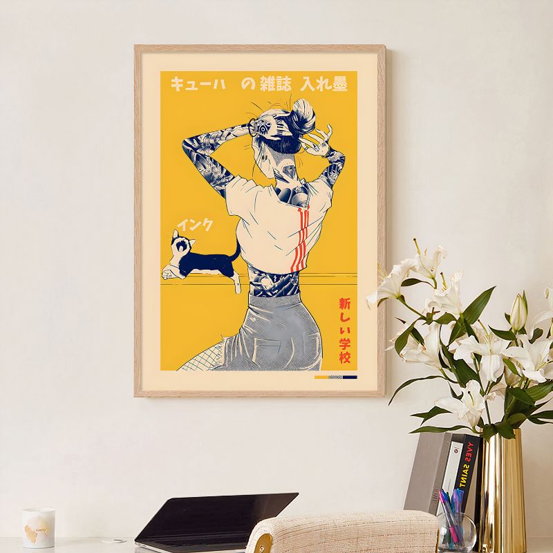 Tableaufemmejaponaisetatoueestylemangapop bureau