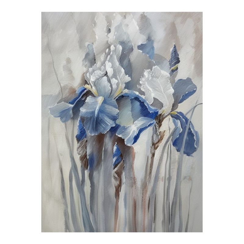 Tableaufleursabstraitesblanchesetbleues toile