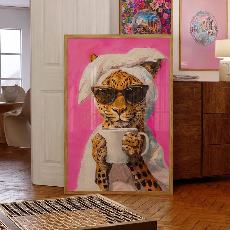 Tableauleopardpopartdecale salon