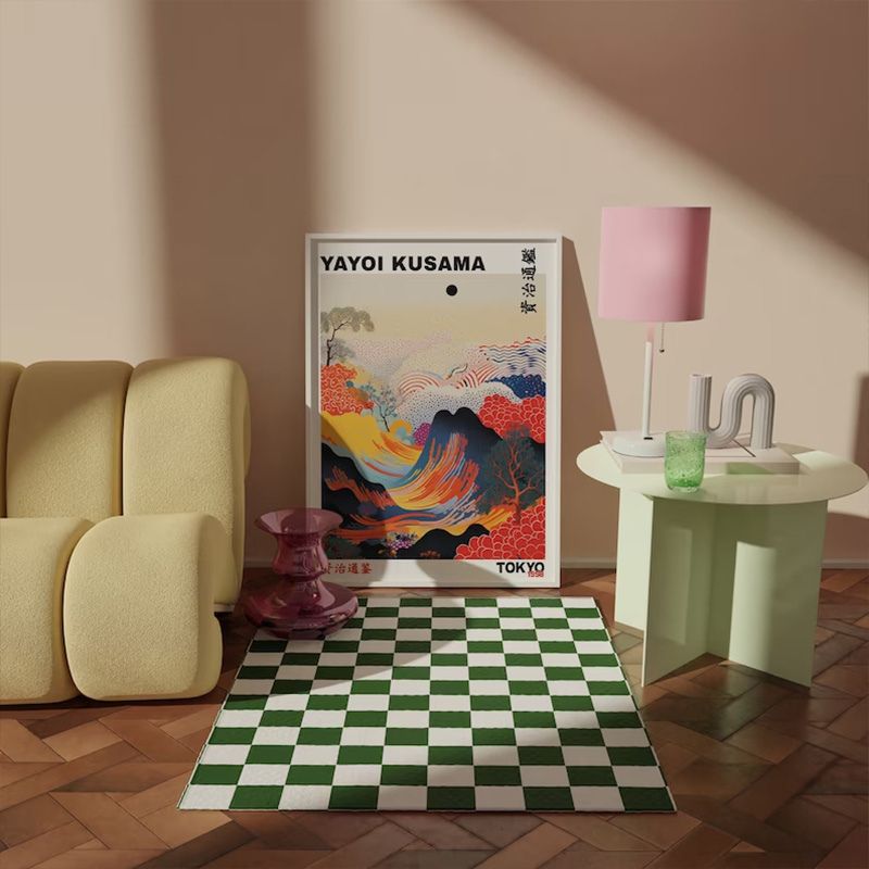 TableaumontagneriviereinspirationYayoiKusama pose