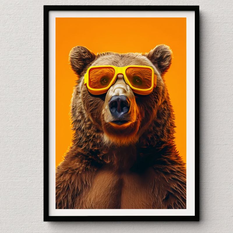 Tableauourspopartdecale avec cadre