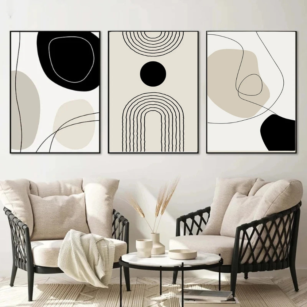 Tableaux abstraits noirs et beiges