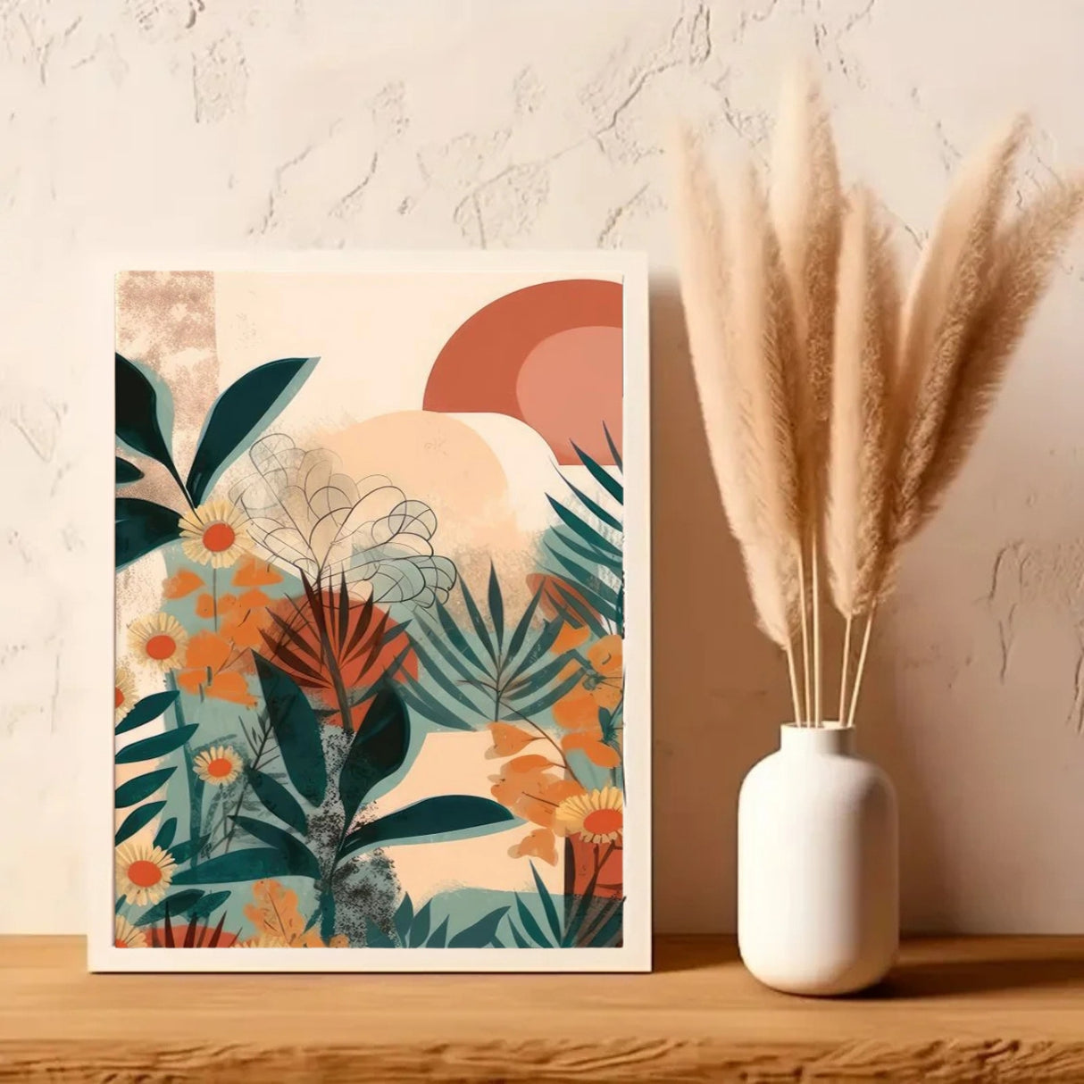 Triptyque floral boheme exotique cadre