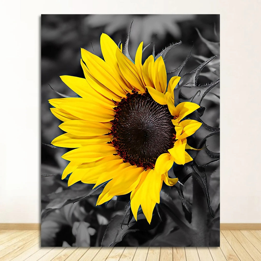 Triptyque tournesols noir et blanc tableau salon