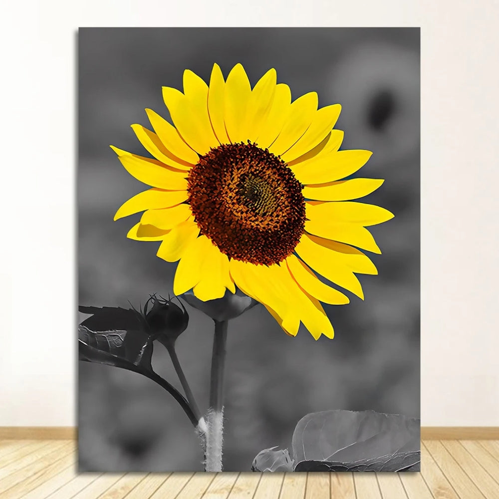 Triptyque tournesols noir et blanc tableau
