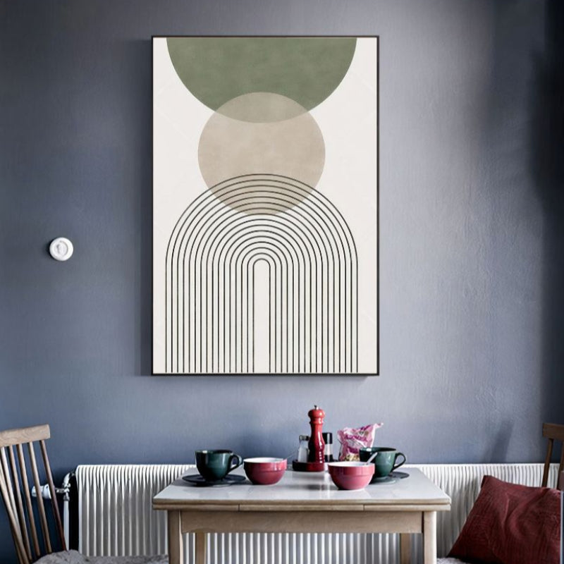 TriptyqueGeometriqueMinimalisteVertetBlanc table a manger