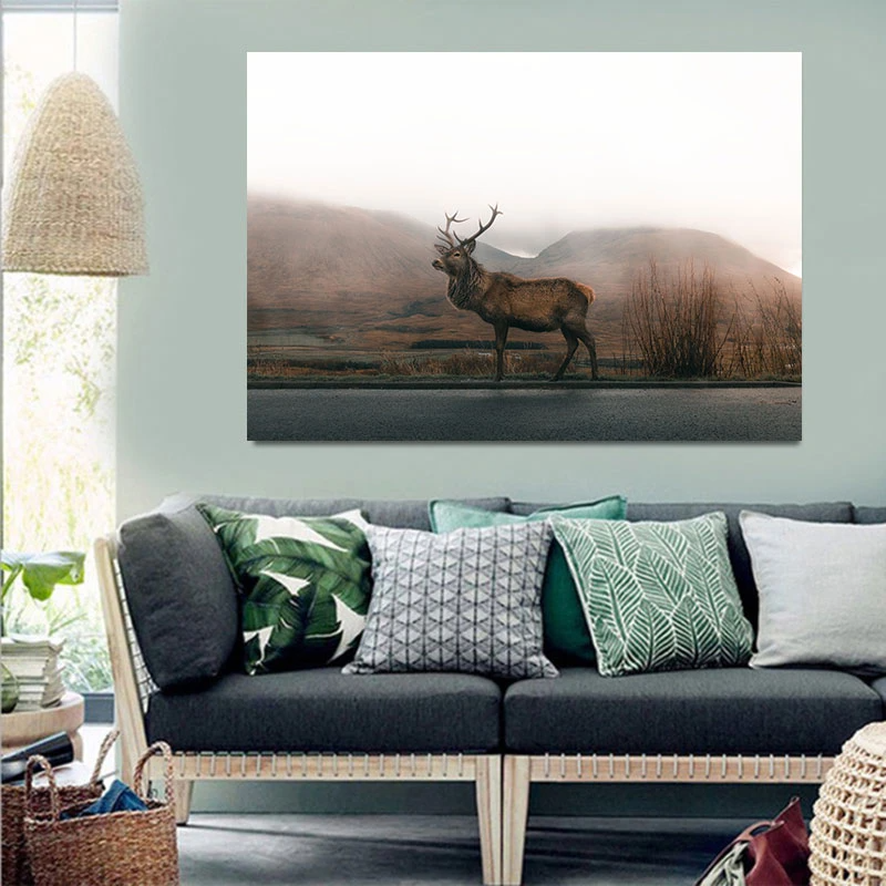 tableau cerf montagne