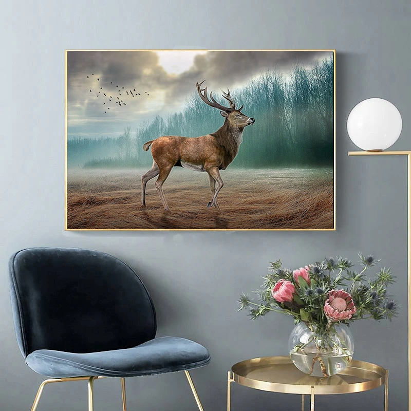 tableau cerf montagne