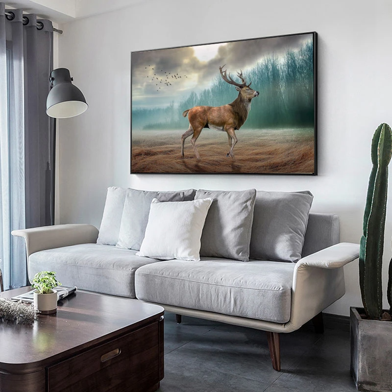 tableau cerf montagne