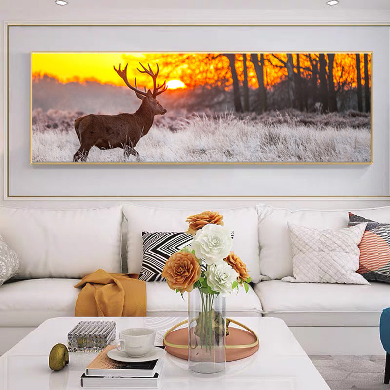 Tableau Cerf Coucher De Soleil toile