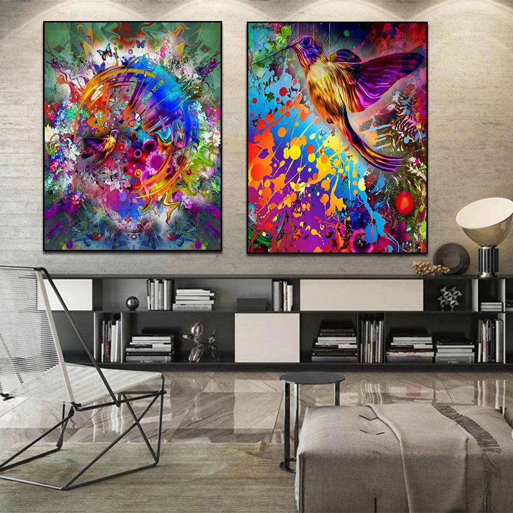 Tableau Oiseau Multicolore