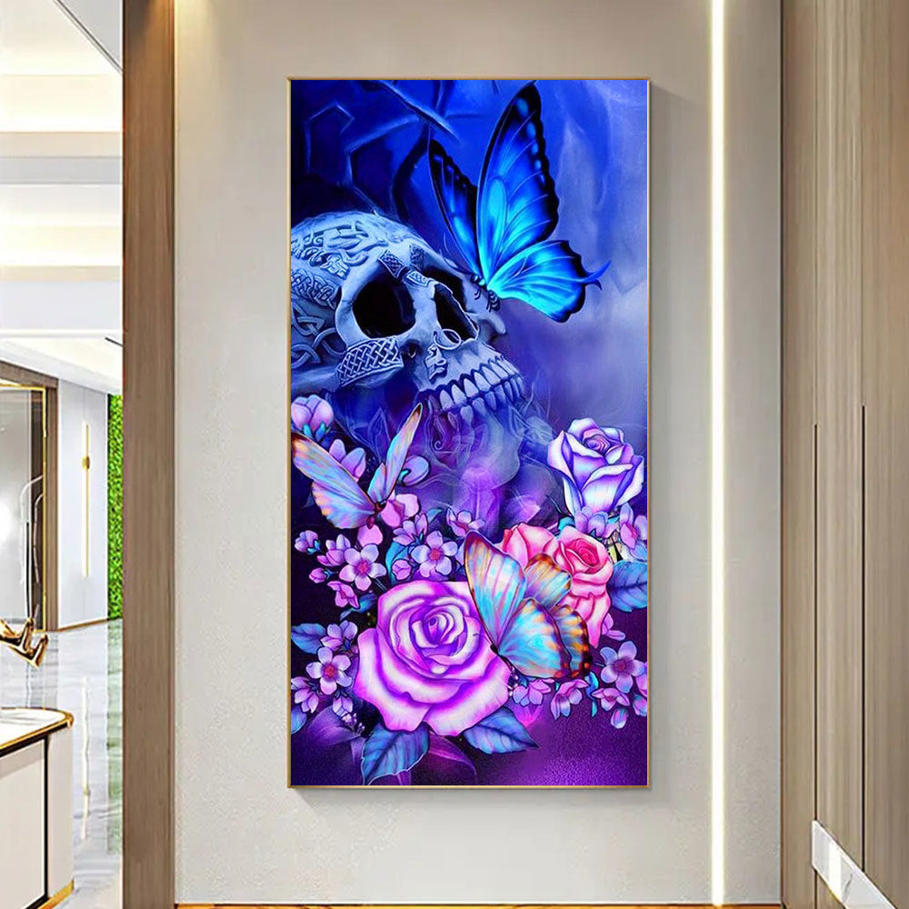 Tableau Tete De Mort Multicolore toile