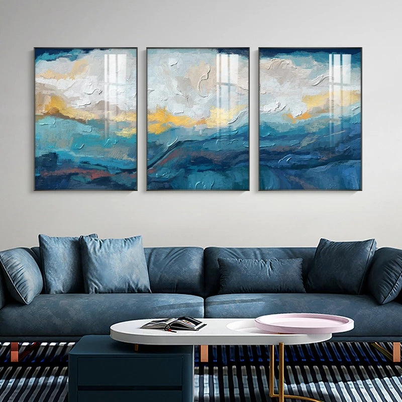 Tableau Triptyque Bleu