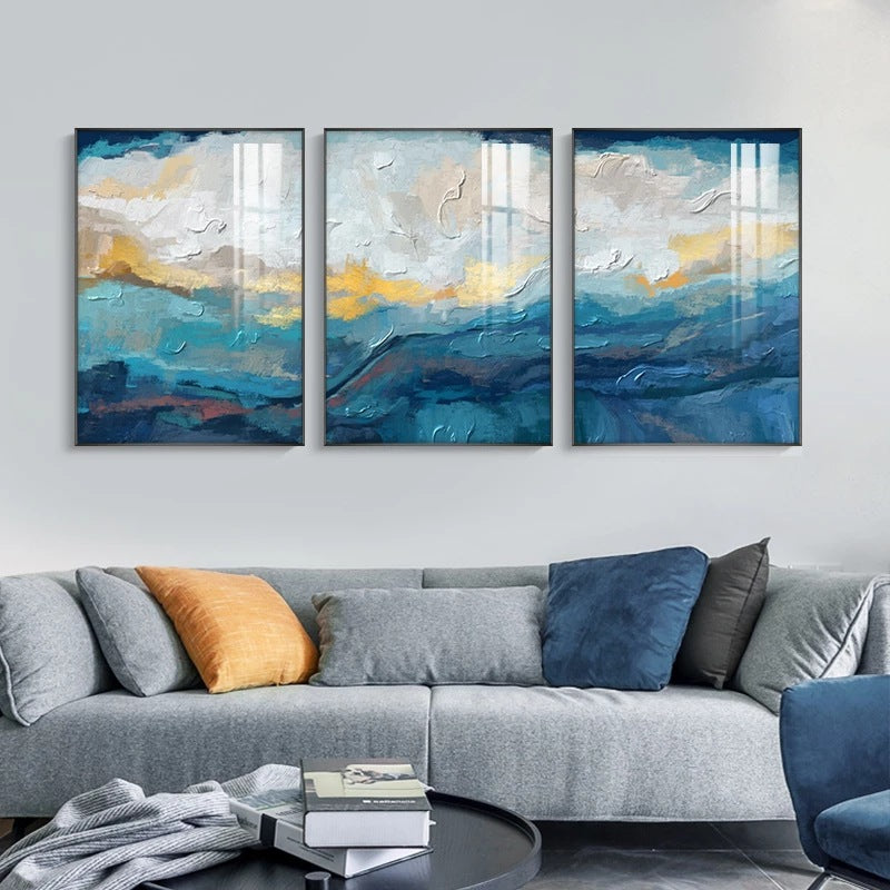 Tableau Triptyque Bleu