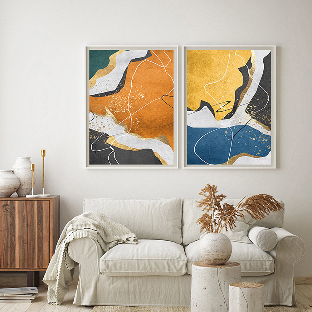 Tableau Abstrait Multicolore Contemporain cadre