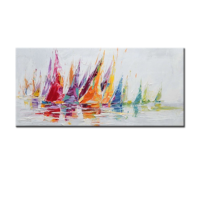 Tableau Bateaux Colorés toile