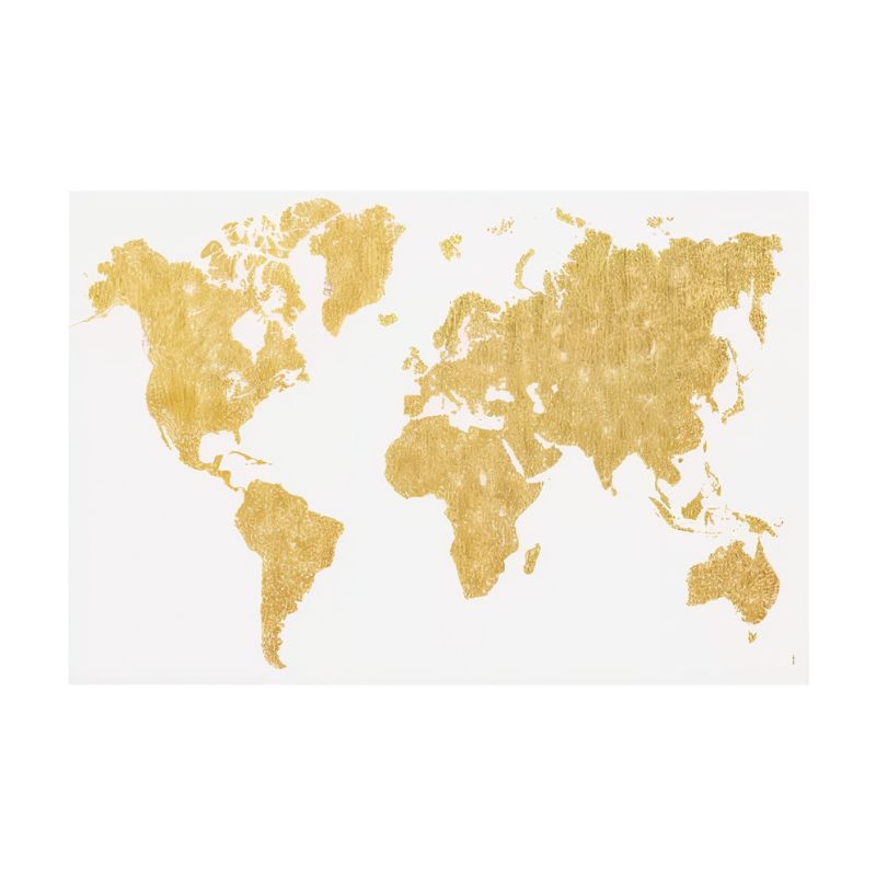 Tableau carte du monde dore toile