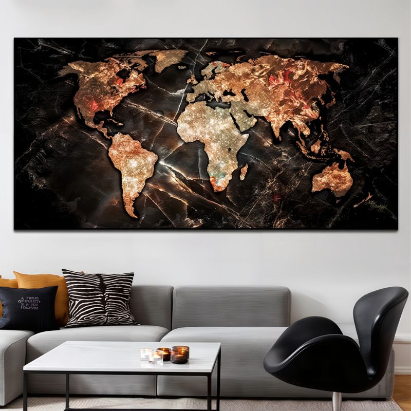 Tableau carte du monde industrielle cadre