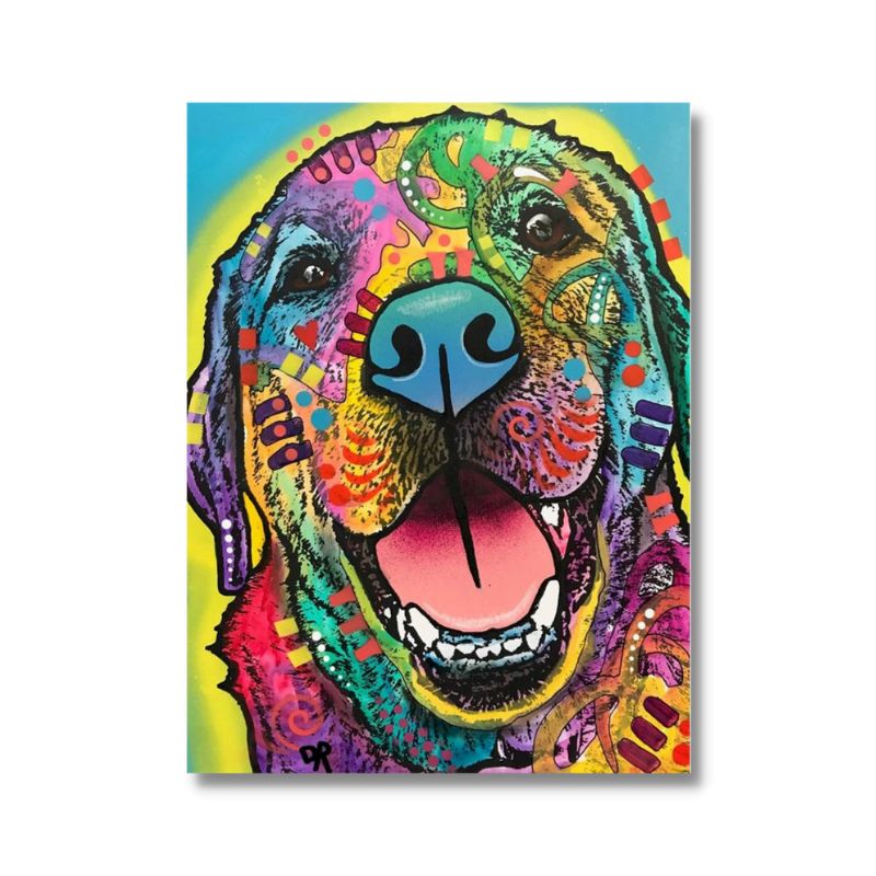 Tableau Chien Multicolore toile et cadre