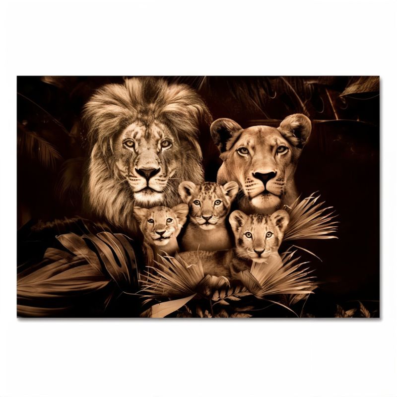 Tableau famille de lion toile murale