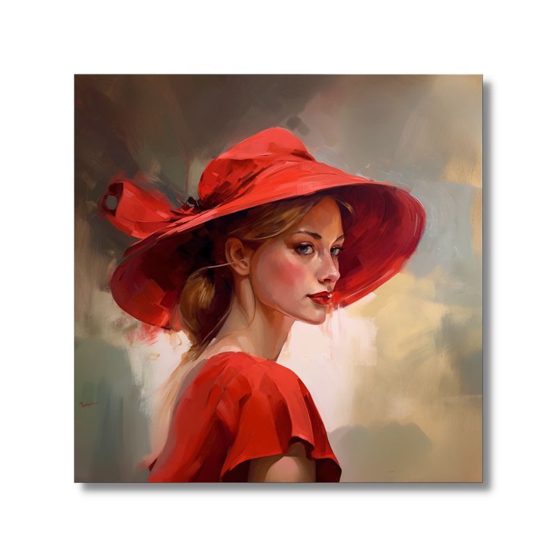 Tableau Femme Chapeau Rouge