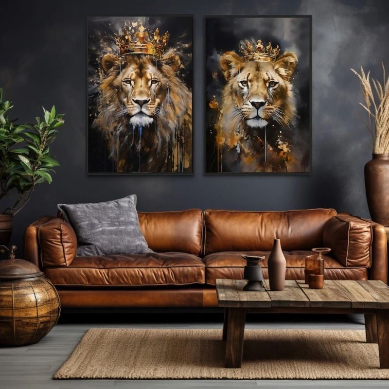Tableau Lion et sa Couronne cadre
