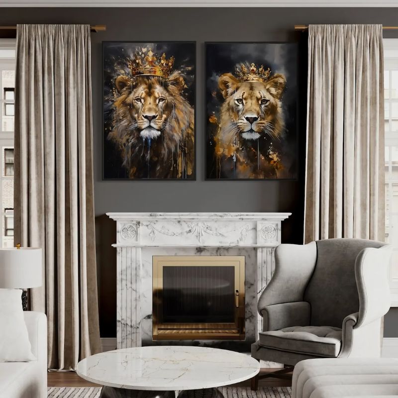 Tableau Lion et sa Couronne toile