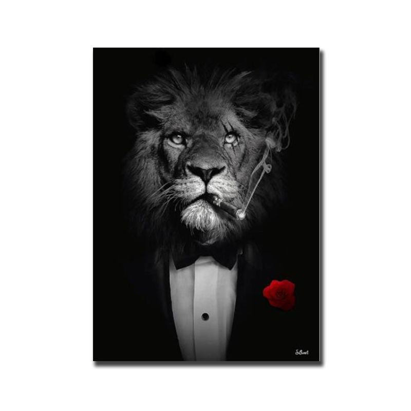 Tableau Lion en Costume toile