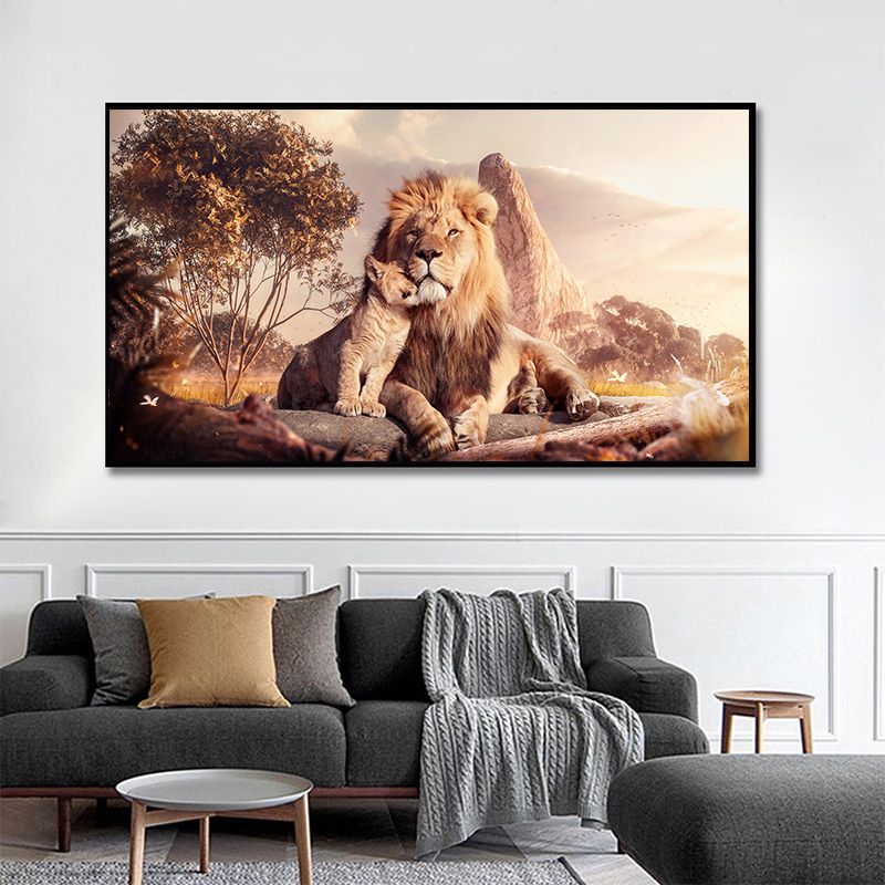 Tableau lion et lionceau
