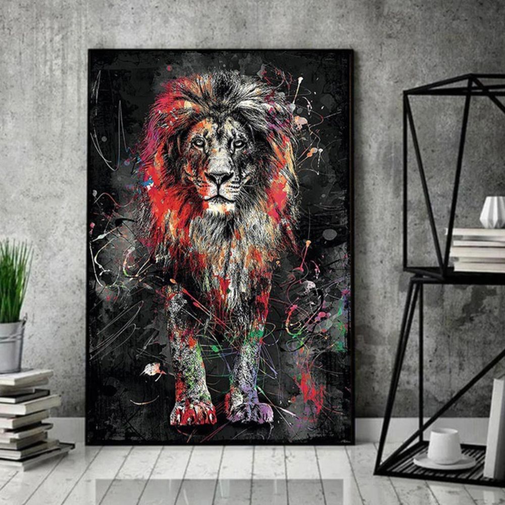 Tableau Lion Moderne cadre