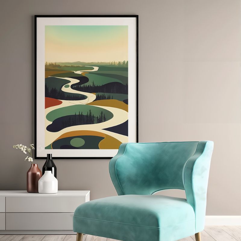 Tableau paysage minimaliste cadre