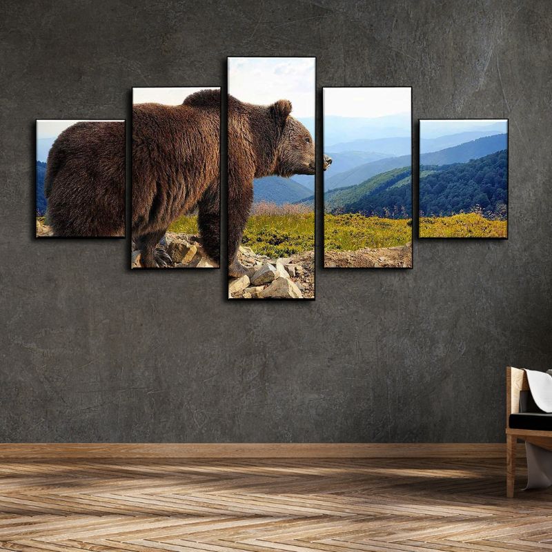 Tableau montagne ours cadre