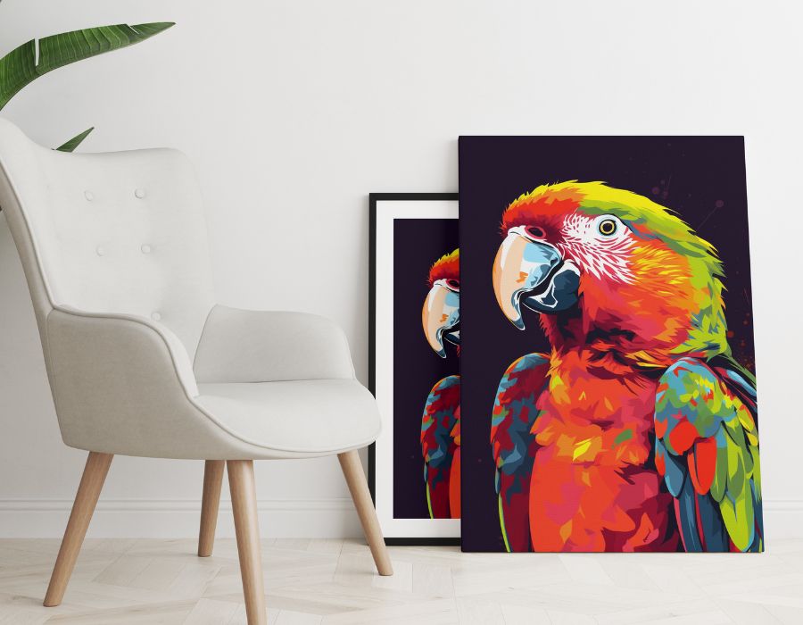 Tableau perroquet pop art cadre toile