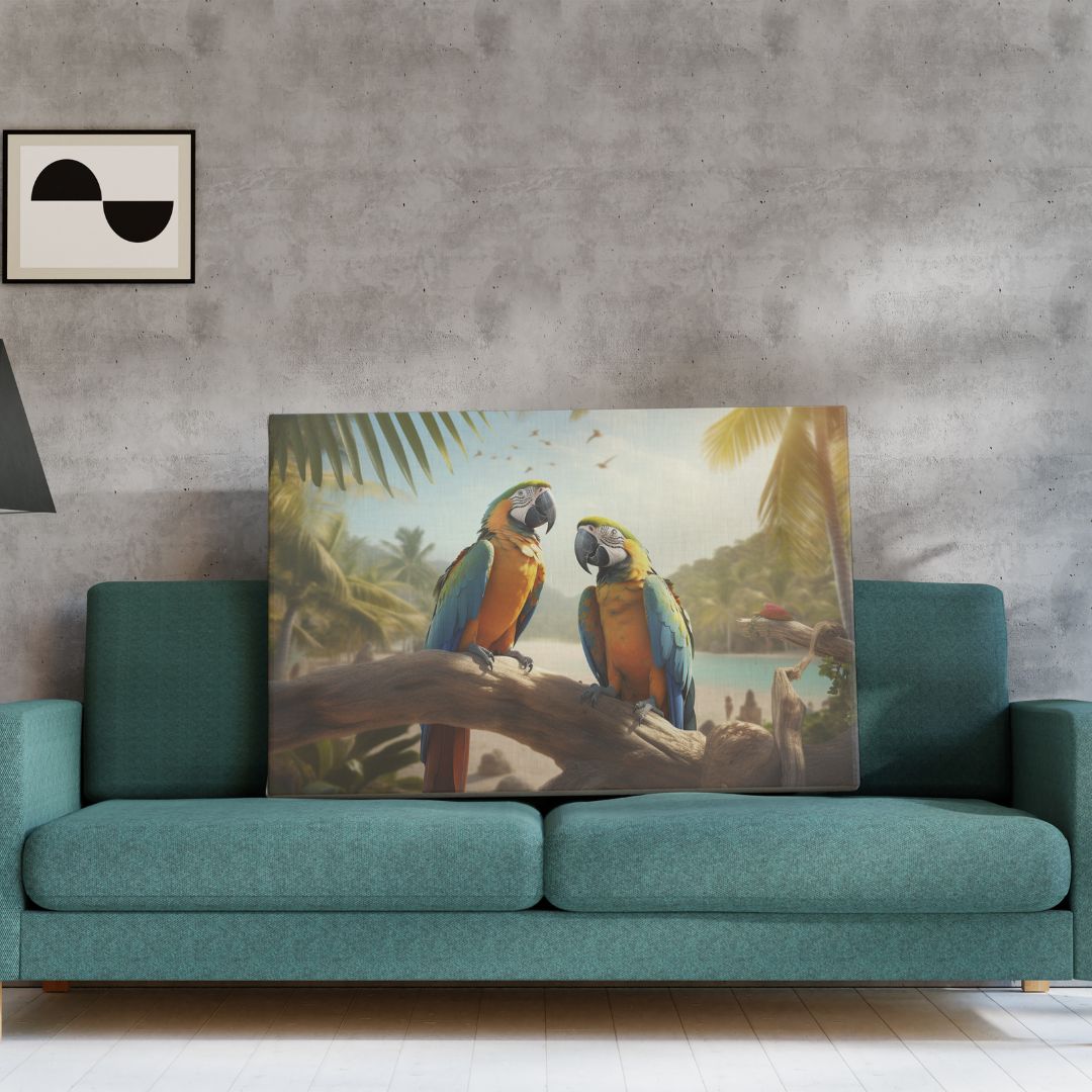 Tableau tropical perroquet