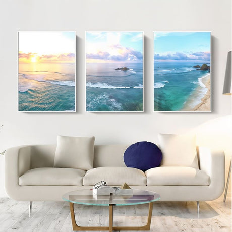 Tableau Triptyque Mer cadre