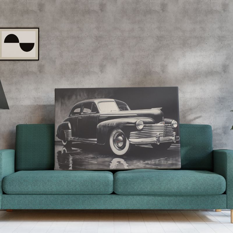 Tableau de voiture vintage noir et blanc