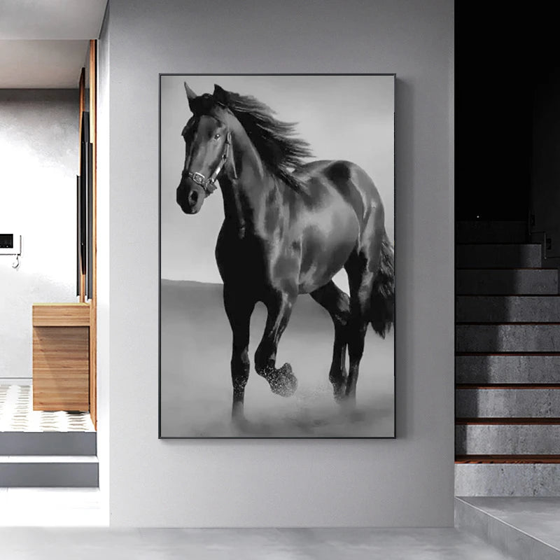 Tableau cheval noir